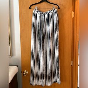 #221 Carrie Noir Adorable Navy Striped Women's Trousers, pockets and belt loops